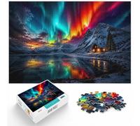 Puzzle 1000 pièces pour Adultes, Aurora Borealis Over a Road | Pour les w nds d'hiver : ce puzzle 1000 pièces pour adultes propose l'ensemble du défi pour les vacances de Noël.