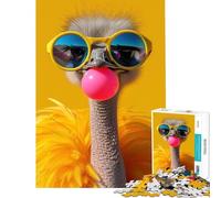 Puzzle 1000 pièces pour Adultes Autruche et Chewing-Gum Jeu éducatif et ludique Course de Vitesse Manuelle Idée Cadeau (Dimensions 38x26cm)