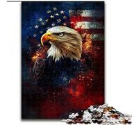 Puzzle 1000 pièces pour Adultes avec Drapeau américain et Aigle, Jeux en Famille, activités Amusantes à la Maison, Cadeau d'anniversaire, Cadeau de Voyage (Taille 50x75cm)