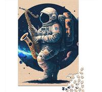 Puzzle 1000 pièces pour adultes avec saxophone astronaute, puzzles difficiles pour adultes, puzzles amusants pour les familles, 1000 pièces (75 x 50 cm)