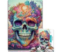 Puzzle 1000 pièces pour Adultes avec têtes de Mort colorées 1000 pièces Jouets éducatifs Anti-Stress liste de souhaits avec Père Noël 38x26cm