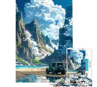 Puzzle 1000 pièces pour Adultes Aventure en Jeep au Bord de la Plage modèle Difficile et Stimulant Jeu Pratique à Assembler adapté aux Personnes de 14 Ans et Plus (50x75cm)