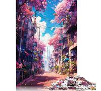 Puzzle 1000 pièces pour Adultes - « Avenue des Fleurs » - Puzzle en Papier pour Adolescents - Décoration Murale - 38 x 26 cm / 1000 pièces