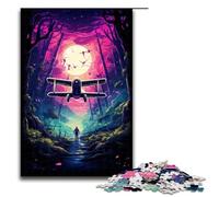 Puzzle 1000 pièces pour Adultes Avion au décollage Amusant en Famille avec Affiche et fiche de Questions réponses Assorties 75 x 50 cm