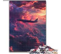 Puzzle 1000 pièces pour Adultes, Avion dans des Nuages Fluo, en Carton, pour Adolescents et Famille - Jeu de réflexion à Faire soi-même, 1000 pièces(26x38cm)
