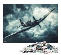 Puzzle 1000 pièces pour Adultes, Avion de Chasse de la Seconde Guerre Mondiale dans la tempête, Puzzle en Bois, Jouet éducatif, 1000 pièces (75 x 50 cm)