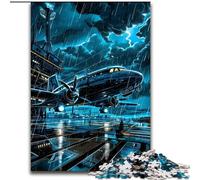 Puzzle 1000 pièces pour Adultes Avion sous la Foudre en Bois, Casse-tête Haute difficulté pour Adolescents 50x75cm pour décoration intérieure, entraînement cérébral et Cadeaux de Vacances