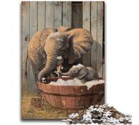 Puzzle 1000 pièces pour Adultes, Bain d'éléphants, séjour, Tue-Temps, avec pièces entièrement emboîtables de Formes aléatoires, 50x75cm