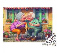 Puzzle 1000 pièces pour Adultes Baiser Couple Âgé - Mignon Couple échange Doux Baiser, qualité supérieure, épais, Robuste, Vibrant, Difficile, Antidote au Stress, Cadeau Familial 52x38cm/1000pcs