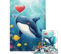 Puzzle 1000 pièces pour Adultes Baleine Amoureuse Jeu éducatif Stimulant l'intelligence Jouet addictif Cadeau Amusant activités familiales (Dimensions 38x26cm)