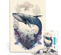 Puzzle 1000 pièces pour Adultes Baleine Bêtes mythiques Réduction du Stress intéressante Liste de souhaits avec Le Père Noël 75x50cm