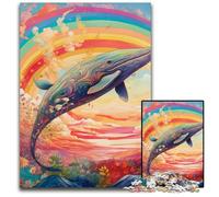 Puzzle 1000 pièces pour Adultes, Baleine Bleue colorée, Cadeau pour Hommes et Femmes, pour Tous Les Jours et Occasions spéciales, 26x38cm/10,23x14,96 Pouces