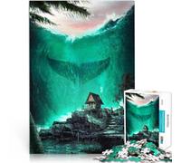 Puzzle 1000 pièces pour Adultes Baleine dans la Vague Jouets éducatifs d'apprentissage Renforcer l'amour Entre Les Couples 52x38cm