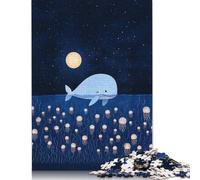 Puzzle 1000 pièces pour Adultes Baleine et méduse au Clair de Lune Puzzles carrés en Bois Puzzle Unique Jeux éducatifs Amusants Jouets 1000 pièces (75 x 50 cm)