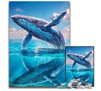 Puzzle 1000 pièces pour Adultes Baleine sautant Hors de la mer, Jouet éducatif et éducatif, idéal comme Cadeau pour Toute la Famille à partir de 14 Ans, 50x75cm