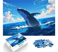 Puzzle 1000 pièces pour Adultes Baleine sautant sous Le Ciel Bleu Jeu de Casse-tête Renforcer l'amour Entre Les Couples 38x26cm