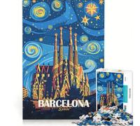Puzzle 1000 pièces pour Adultes, Barcelone, Espagne, Affiche de Voyage, Jeu éducatif, améliore la mémoire, Cadeau Unique d'anniversaire et de Noël 38x26cm