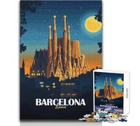 Puzzle 1000 pièces pour Adultes - Barcelone,Espagne - Illustration de la Sagrada Familia - Jeu de réflexion Familial - Apprentissage - Cadeau éducatif d'anniversaire - Dimensions : 38x52cm