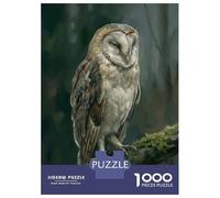 Puzzle 1000 Pièces pour Adultes Barn Owl Perched on Mossy Branch Puzzles pour Adultes - Défi Difficile - Liste De Souhaits avec Le Père Noël - Cadeaux d'anniversaire Uniques 70x50cm/1000pcs