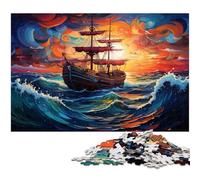 Puzzle 1000 pièces pour Adultes Bateau à la dérive décoration Murale Cadeau d'anniversaire Art Mural 1000 pièces (38 x 26 cm)