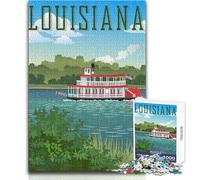 Puzzle 1000 pièces pour Adultes - Bateau fluvial de Louisiane - Design Magnifique - Jeu Difficile et Stimulant - Idée Cadeau - Dimensions 38x26cm