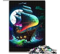 Puzzle 1000 pièces pour Adultes Bateau Pirate coloré en Bois, décoration Artistique DIY Parfaite ou Cadeau d'anniversaire 50x75cm pour Anniversaires, Vacances et Occasions spéciales