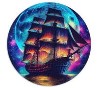 Puzzle 1000 pièces pour Adultes, Bateau Pirate de la Galaxie, Puzzle Rond en Carton, développe la Coordination œil-Main, idéal pour Les Cadeaux d'anniversaire (67,5 x 67,5 cm)