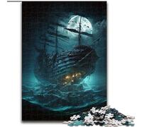 Puzzle 1000 pièces pour Adultes Bateau Pirate en Bois, pour Les 14 Ans et Plus 50x75cm Jeu de réflexion pour Adolescents, pour Les fêtes
