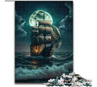 Puzzle 1000 pièces pour Adultes, Bateau Pirate en Bois, pour Les Anniversaires, Les fêtes et la décoration intérieure(1000 pièces, 50x75cm)