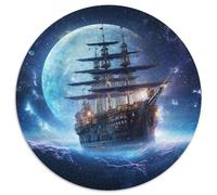 Puzzle 1000 pièces pour Adultes, Bateau Pirate Fantastique, Puzzle Rond en Papier, Jeu interactif Familial, Cadeau Artisanal avec Illustrations colorées (67,5 x 67,5 cm)