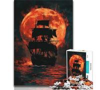Puzzle 1000 pièces pour Adultes Bateau Pirate Sombre 1000 pièces pour Adultes défi d'intelligence cérébrale Jouets addictifs pour la décoration de la Maison 38x26cm