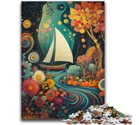 Puzzle 1000 pièces pour Adultes Bateau psychédélique pour Les 14 Ans et Plus Défi éducatif Activités Amusantes à la Maison, Cadeaux d'anniversaire, Cadeaux de Voyage 26x38cm