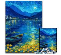 Puzzle 1000 pièces pour Adultes Bateau sous Le Ciel Nocturne Puzzles en Bois pour décoration d'intérieur Cadeaux, Jouet Familial Stimulant Parfait pour Les soirées de Jeux 50x75cm