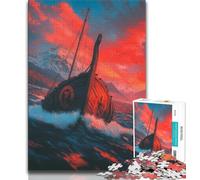 Puzzle 1000 pièces pour Adultes, Bateau Viking Drakkar, Jouets éducatifs et éducatifs, Jeux familiaux avec Affiche et fiche de Questions-réponses Assorties, 50x75cm