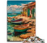 Puzzle 1000 pièces pour Adultes Bateaux sur Une île de villégiature Difficile Cadeaux pour Les Amis et la Famille Convient pour Et 14 26x38cm