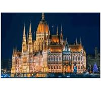 Puzzle 1000 pièces pour Adultes, bâtiment du Parlement Hongrois, Puzzles Amusants pour Les fêtes de Noël et décoration d'intérieur Moderne pour l'été 26 x 38 cm