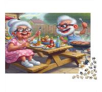 Puzzle 1000 pièces pour Adultes BBQ Couple Âgé - Mamie Papi Pique-Nique Jardin, qualité supérieure, épais, Robuste, Vibrant, Difficile, Antidote au Stress, Cadeau Familial 70x50cm/1000pcs