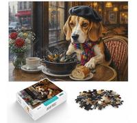 Puzzle 1000 pièces pour Adultes, Beagle in Paris with Mussels | Pour jouer seul ou partager un moment en famille : ce puzzle 1000 pièces pour adultes associe concentration et détente.