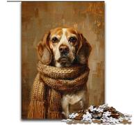 Puzzle 1000 pièces pour Adultes Beagle Portant Un Foulard Puzzle en Bois Un Casse-tête Stimulant pour Les Adolescents, Parfait pour la décoration intérieure ou comme Cadeau Taille 50X75CM