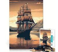 Puzzle 1000 pièces pour Adultes Beau voilier Bords Lisses Jeu de Construction et de Concentration Jeu Calme Scène de Noël (50x75cm)