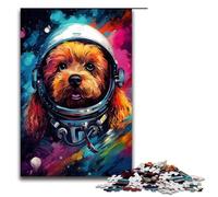 Puzzle 1000 pièces pour Adultes bébé Caniche Astronaute par SplattersLots of Thick Color Puzzle Familial Amusant avec Affiche Assortie et Feuille de Questions réponses 75 x 50 cm