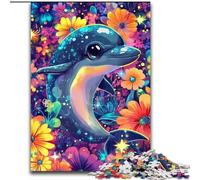 Puzzle 1000 pièces pour Adultes Bébé Dauphin Convient aux Enfants de 14 Ans et Plus Jeu éducatif pour Anniversaire et Noël (Taille 26x38cm)
