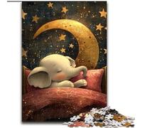 Puzzle 1000 pièces pour Adultes bébé éléphant endormi, activité à Domicile pour Les Vacances, Les Anniversaires et Les soirées de Jeux en Famille 50x75cm