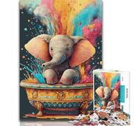Puzzle 1000 pièces pour Adultes : bébé éléphant prenant Son Bain, Aide Le Cerveau à exercer, Jouets addictifs pour cultiver la Patience, Cadeau d'anniversaire (75x50cm)
