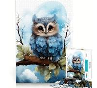 Puzzle 1000 pièces pour Adultes Bébé Hibou sur Une Branche Jeu d'articulation Propre et Amusant Activité relaxante pour Un Anniversaire (38x52cm)