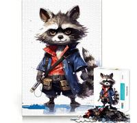 Puzzle 1000 pièces pour Adultes Bébé Raton Laveur samouraï Jeu d'articulation Facile et Amusant Activité relaxante pour Un Anniversaire (38x26cm)
