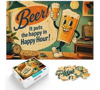 Puzzle 1000 pièces pour Adultes, Beer Happy Hour Sign | Pour la période de l'Avent : Puzzle 1000 pièces adulte ; pour partager un moment calme pendant les fêtes.