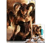 Puzzle 1000 pièces pour Adultes, Belle Dame Démon avec Ailes, Jeu Familial Anti-Stress, Défi Difficile, Cadeaux Secrets du Père Noël 50x75cm