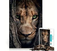 Puzzle 1000 pièces pour Adultes Belle lionne cachée Décoration idéale Jeu de Concentration mentale Jeu Relaxant Scène de Noël (50x75cm)