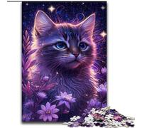 Puzzle 1000 pièces pour Adultes, Belles Fleurs, Chat, Puzzle pour Adultes, Taille 26x38cm, Cadeau Parfait pour la fête des mères, Les Anniversaires, Noël